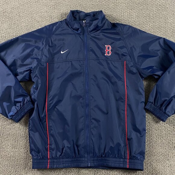 Nike Team Boston Red Sox Jacket Boy's XL Blue Nylon Windbreaker Full Zip Vintage - Picture 1 of 10